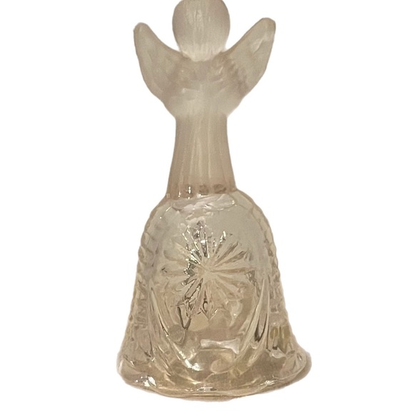 Vtg LaVie Frosted Angel Praying On Clear Glass Bell - Picture 3 of 5